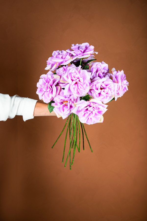 Rose Flower Lilac Rose Spray With Leaves (set of 12) - Afbeelding 2