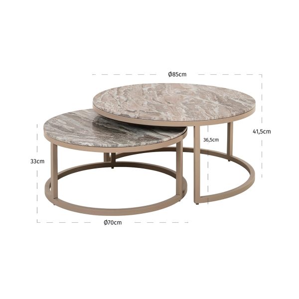 Salontafel Fairfax set van 2 (Stone) - Afbeelding 5