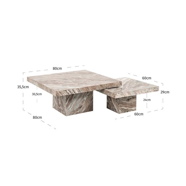 Salontafel Rashford set van 2 (Stone) - Afbeelding 5