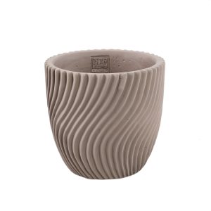 Lianna Beige cement round pot line pattern L