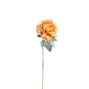 Peony Flower orange with flocked leaves