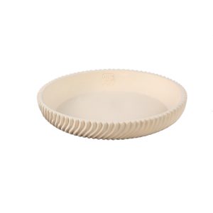 Lianna Cream cement round bowl with line pattern M