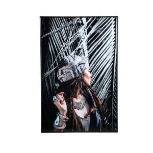 Melani Glass Art Wall Picture Woman At Palm Tree