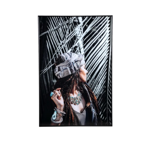 Melani Glass Art Wall Picture Woman At Palm Tree