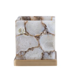 Charlley Gold Agate Stone Table Lamp Square