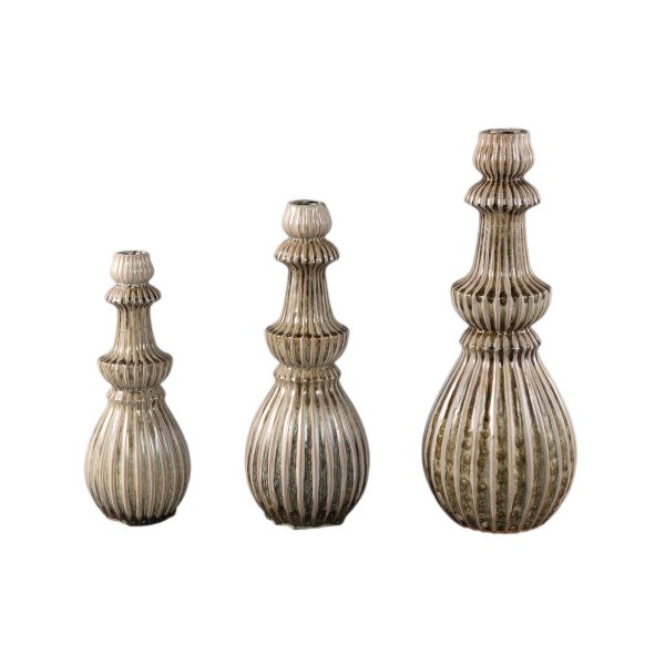 Myrtle Cream ceramic round ribbed vase S - Afbeelding 2