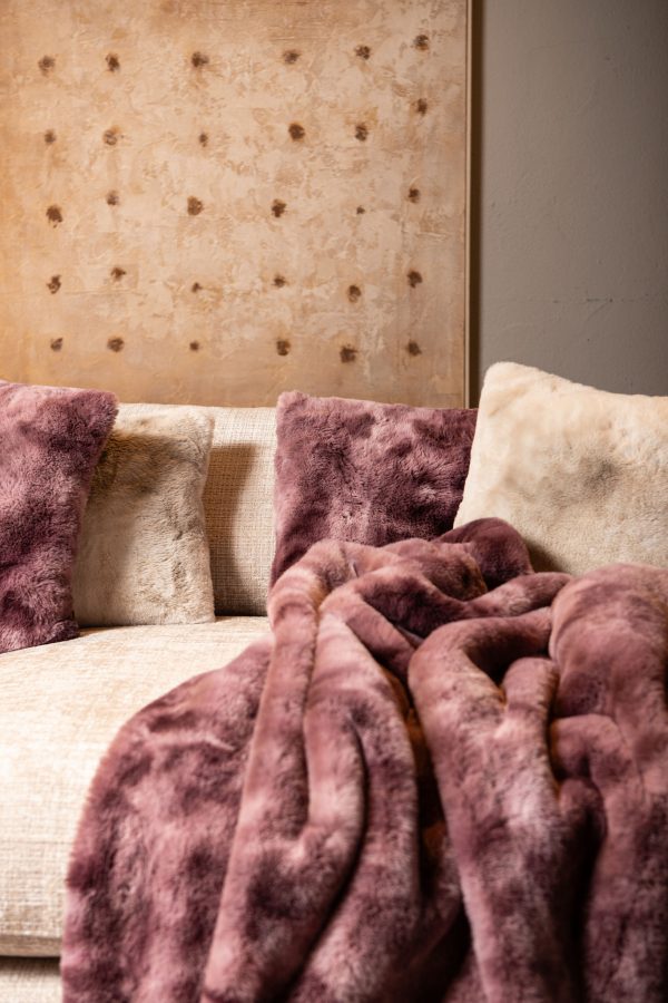 Linde Burgundy faux fur cushion square S - Afbeelding 2