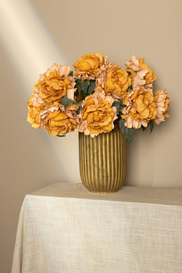 Peony Flower orange with flocked leaves - Afbeelding 2