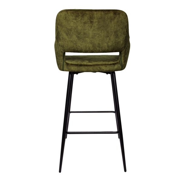 Fallon Velvet Green Bar Stool Black Metal Leg KD (set of 2) - Afbeelding 2