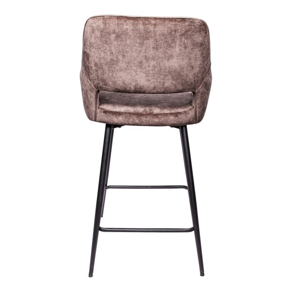 Fal LOW Velvet Brown Bar Stool Black Metal Leg (set of 2) - Afbeelding 2