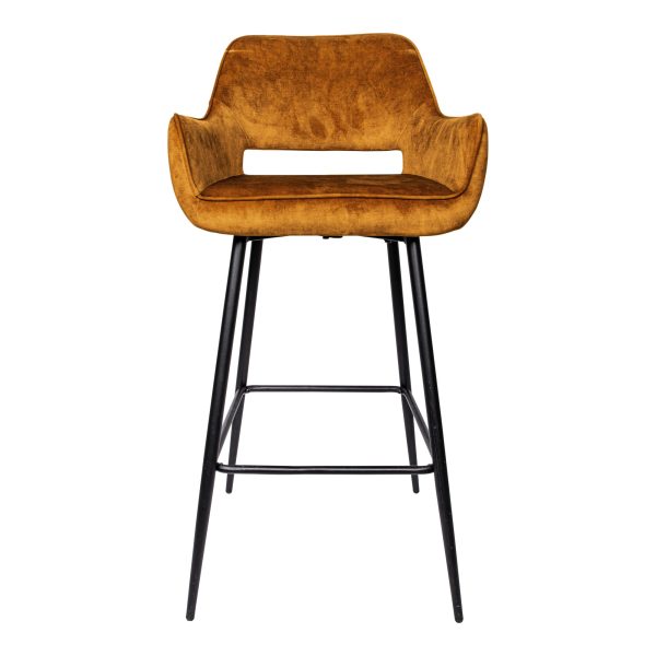 Fallon Velvet Rust Bar Stool Black Metal Leg KD (set of 2) - Afbeelding 2