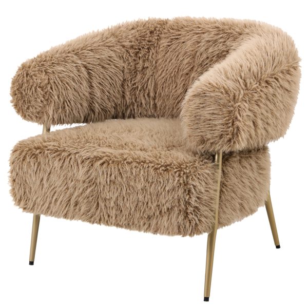 Hair Brown Fauteuil Gold Metal Base - Afbeelding 2