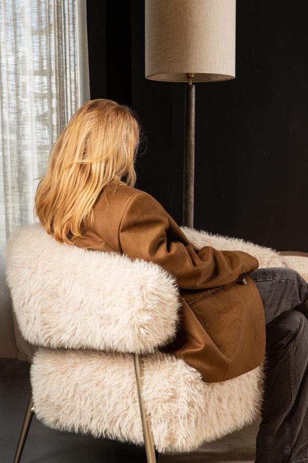 Hair Cream Fauteuil Gold Metal Base - Afbeelding 2