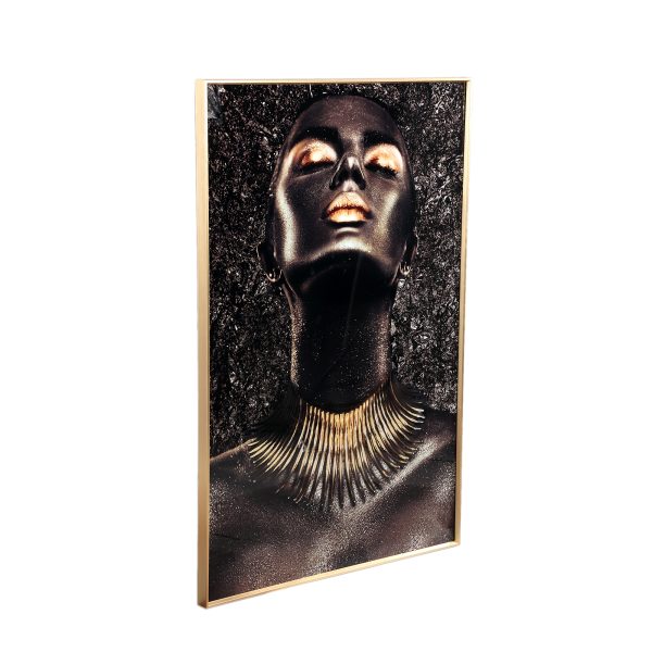 Melani Glass Art Wall Picture Shimmer Gold Woman - Afbeelding 2