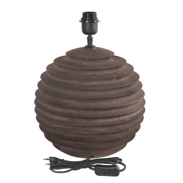 Roven Brown Mango Wood Ribbed Table Lamp Base - Afbeelding 2