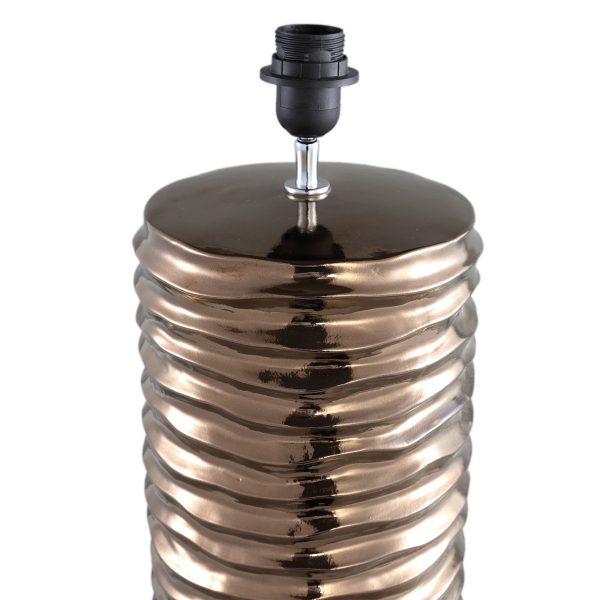 Rikkah Copper Shiny Glazed Ceramic Lampbase Ribbed - Afbeelding 2