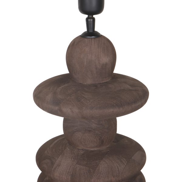 Callain Brown Mango Wood Table Lamp Base Round - Afbeelding 2