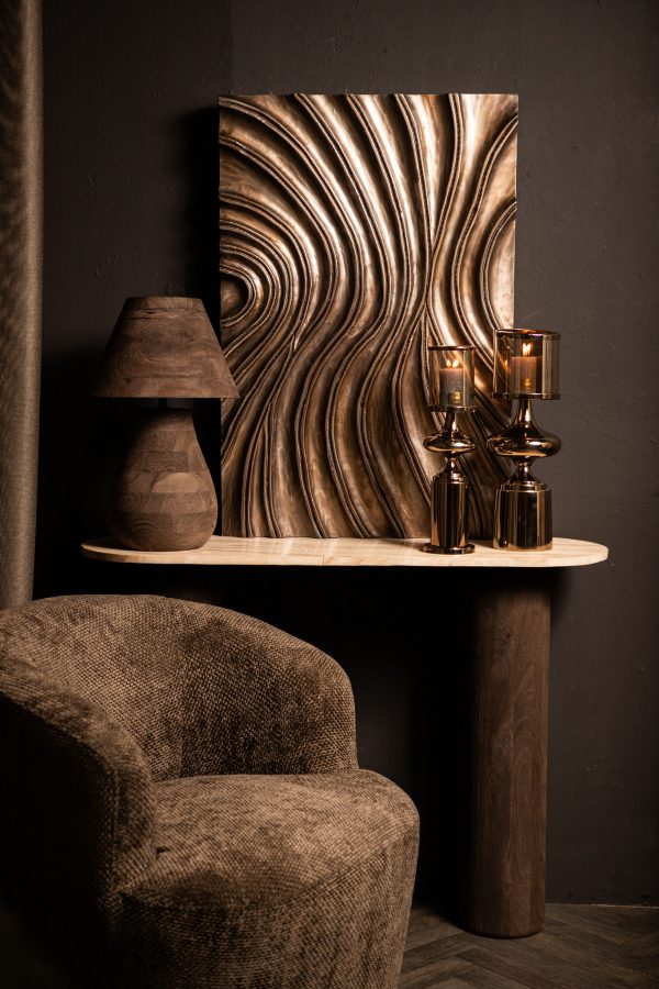 Peake Brown Mango Wood Round Table Lamp Low - Afbeelding 2