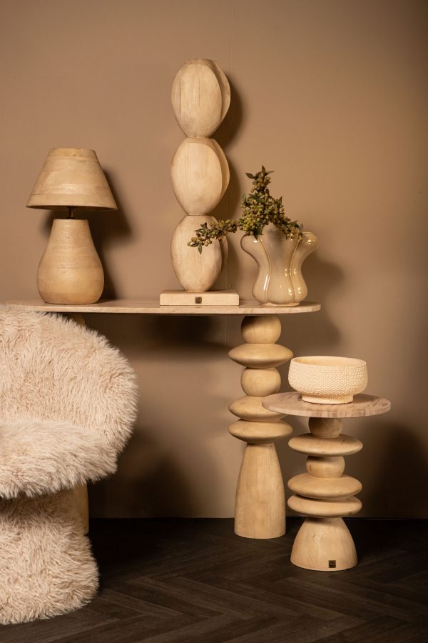 Peake Natural Mango Wood Round Table Lamp Low - Afbeelding 2