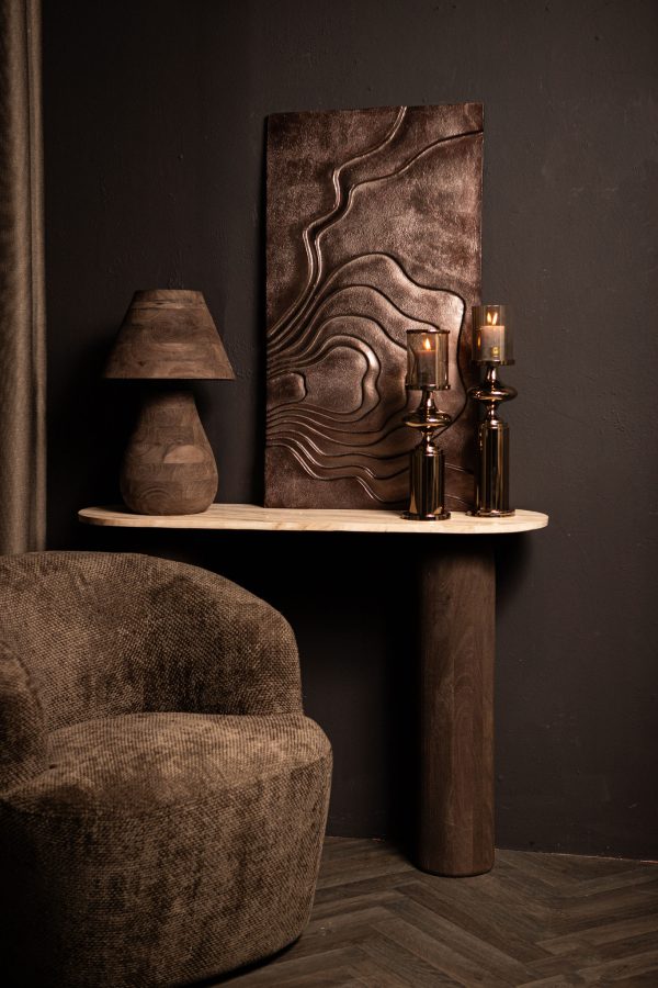 Peake Brown Mango Wood Round Table Lamp Big - Afbeelding 2