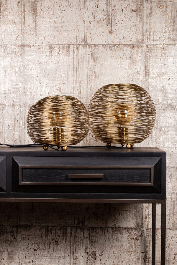 Andres Gold Iron Table Lamp Round Wired Design S - Afbeelding 2