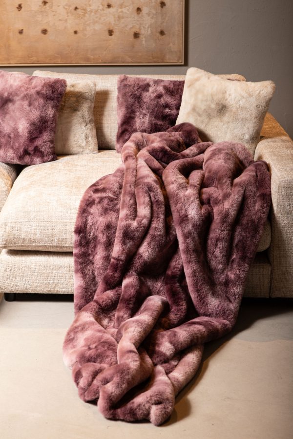 Linde Burgundy faux fur cushion square S - Afbeelding 3