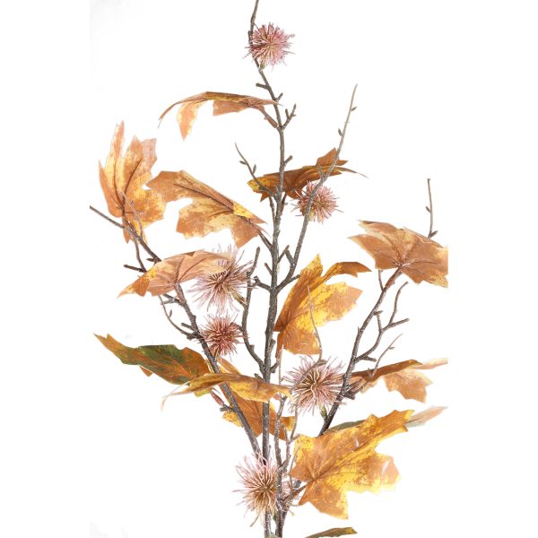 Twig plant yellow green maple spray with chestnut - Afbeelding 3