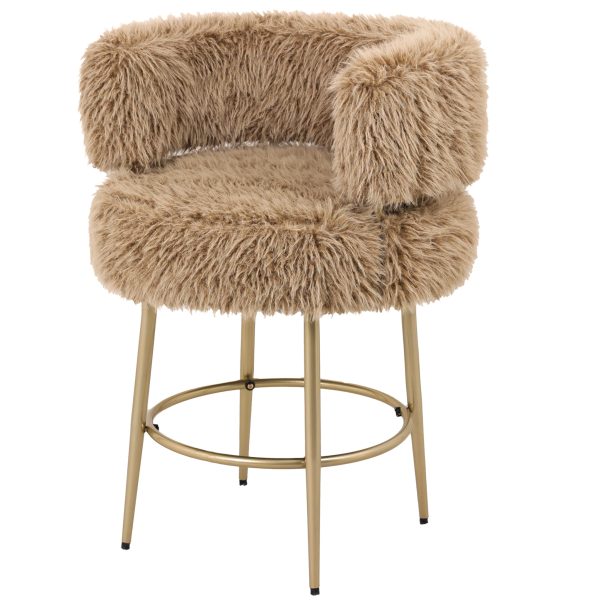 Hair Brown Bar Chair Brown Metal Base - Afbeelding 3