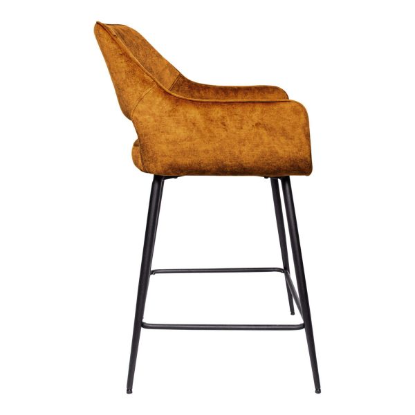 Fal LOW Velvet Rust Bar Stool Black Metal Leg (set of 2) - Afbeelding 3