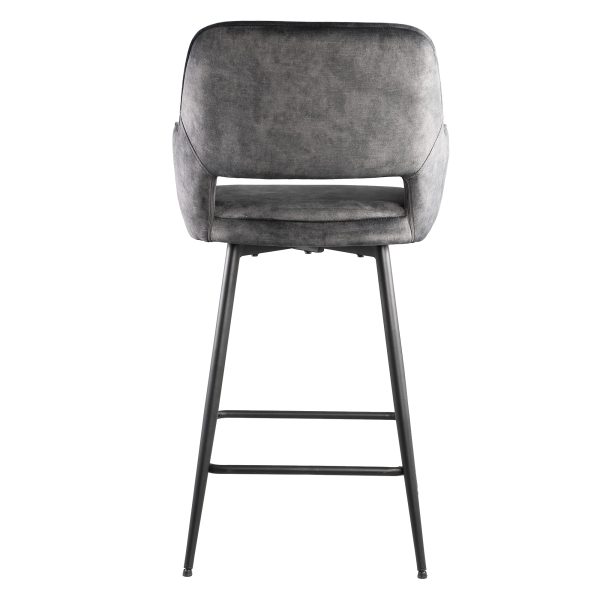 Fal LOW Velvet Anthracite Bar Stool Black Metal Le (set of 2) - Afbeelding 3