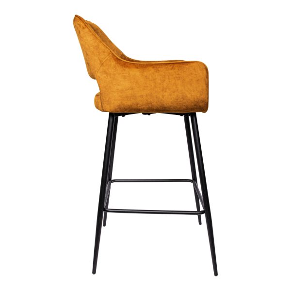 Fallon Velvet Rust Bar Stool Black Metal Leg KD (set of 2) - Afbeelding 3