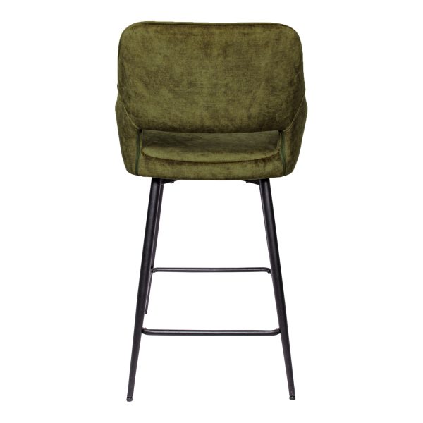 Fal LOW Velvet Green Bar Stool Black Metal Leg KD (set of 2) - Afbeelding 3