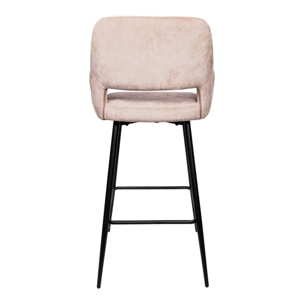 Fallon Velvet Khaki Bar Stool Black Metal Leg KD (set of 2) - Afbeelding 3