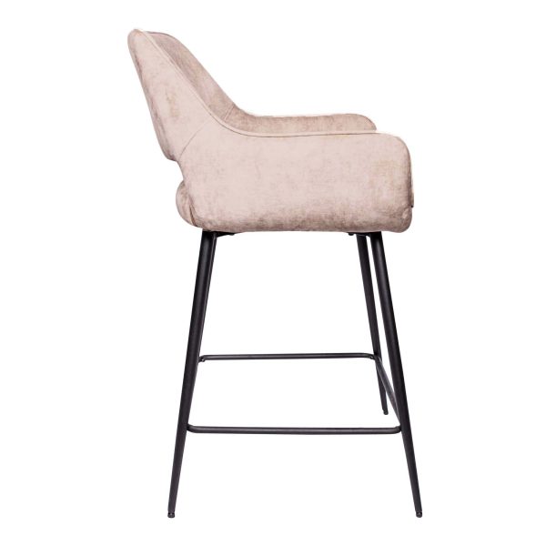 Fal LOW Velvet Khaki Bar Stool Black Metal Leg KD (set of 2) - Afbeelding 3