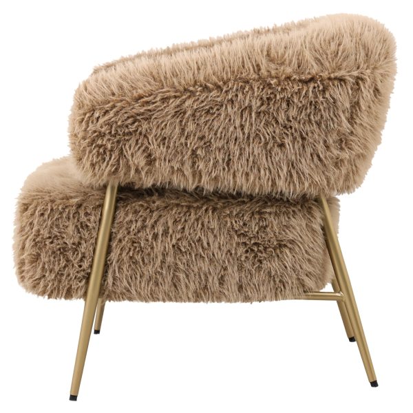 Hair Brown Fauteuil Gold Metal Base - Afbeelding 3