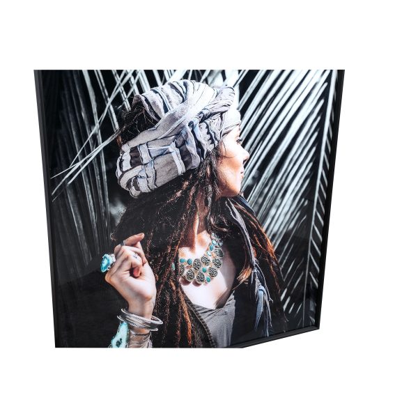 Melani Glass Art Wall Picture Woman At Palm Tree - Afbeelding 3