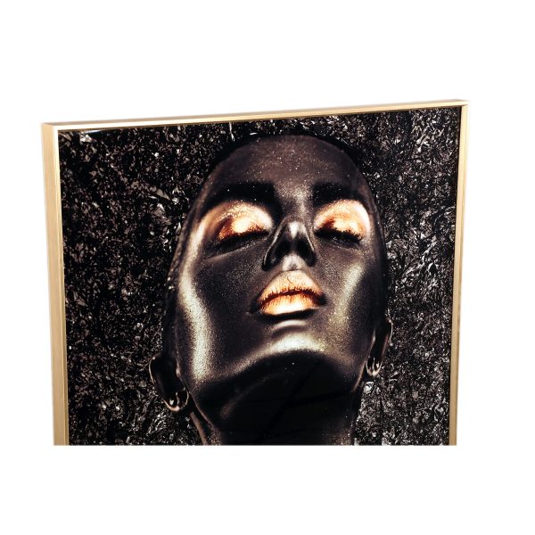Melani Glass Art Wall Picture Shimmer Gold Woman - Afbeelding 3