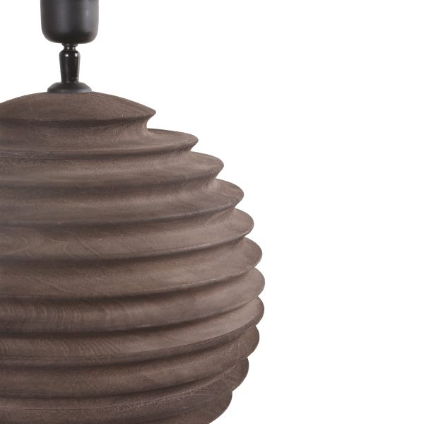 Roven Brown Mango Wood Ribbed Table Lamp Base - Afbeelding 3
