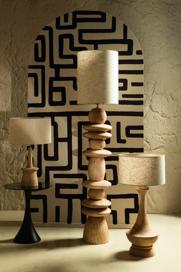 Ahid Natural Mango Wood Classic Table Lamp Round - Afbeelding 3