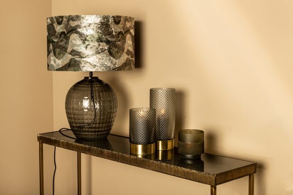 Mexim Grey Smoked Glass Lampbase Round - Afbeelding 3