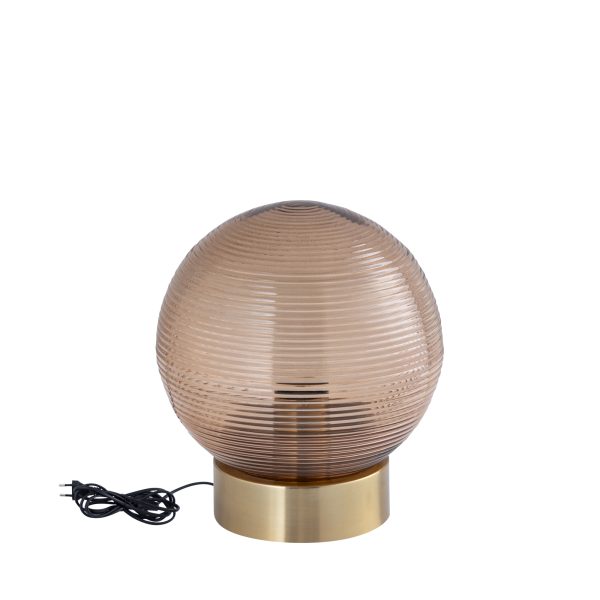 Korrin Brown Embossed Rib Glass Table Lamp Ball S - Afbeelding 3