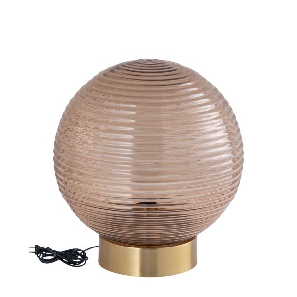 Korrin Brown Embossed Rib Glass Table Lamp Ball L - Afbeelding 3