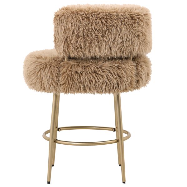 Hair Brown Bar Chair Brown Metal Base - Afbeelding 4