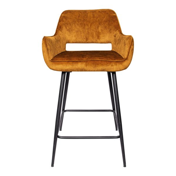 Fal LOW Velvet Rust Bar Stool Black Metal Leg (set of 2) - Afbeelding 4