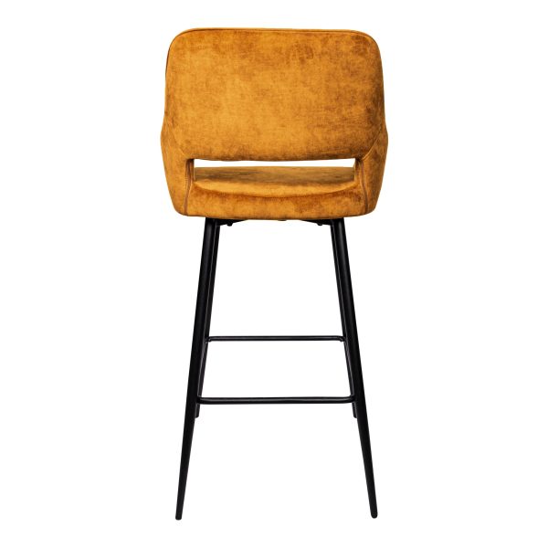 Fallon Velvet Rust Bar Stool Black Metal Leg KD (set of 2) - Afbeelding 4