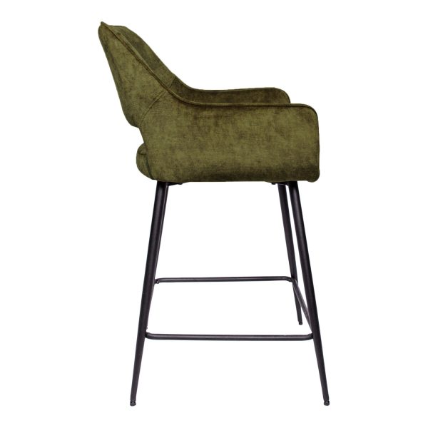 Fal LOW Velvet Green Bar Stool Black Metal Leg KD (set of 2) - Afbeelding 4