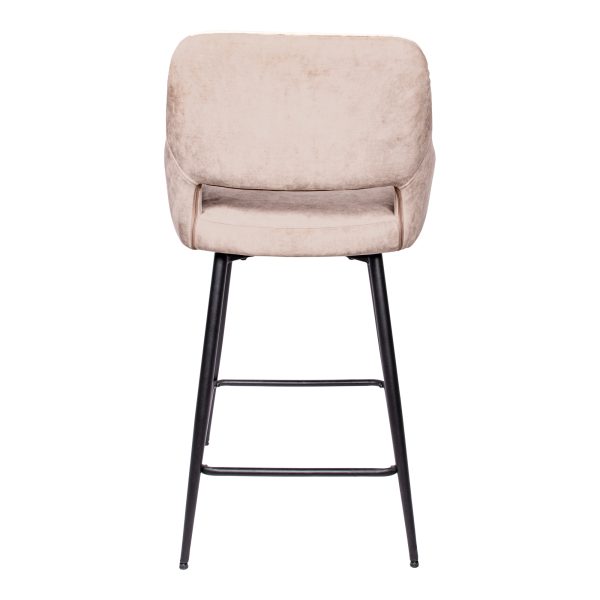 Fal LOW Velvet Khaki Bar Stool Black Metal Leg KD (set of 2) - Afbeelding 4