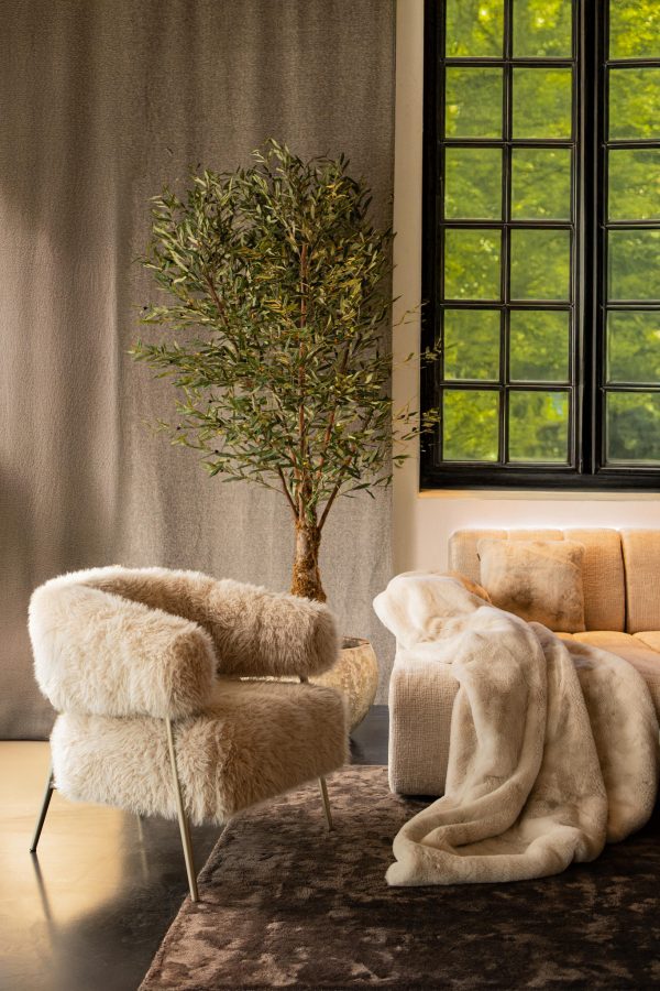 Hair Cream Fauteuil Gold Metal Base - Afbeelding 4