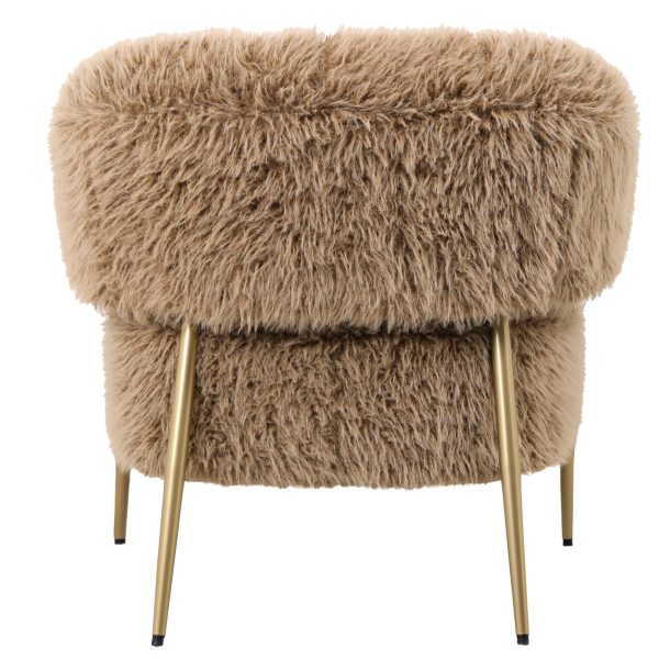 Hair Brown Fauteuil Gold Metal Base - Afbeelding 4