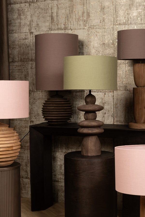 Callain Brown Mango Wood Table Lamp Base Round - Afbeelding 4